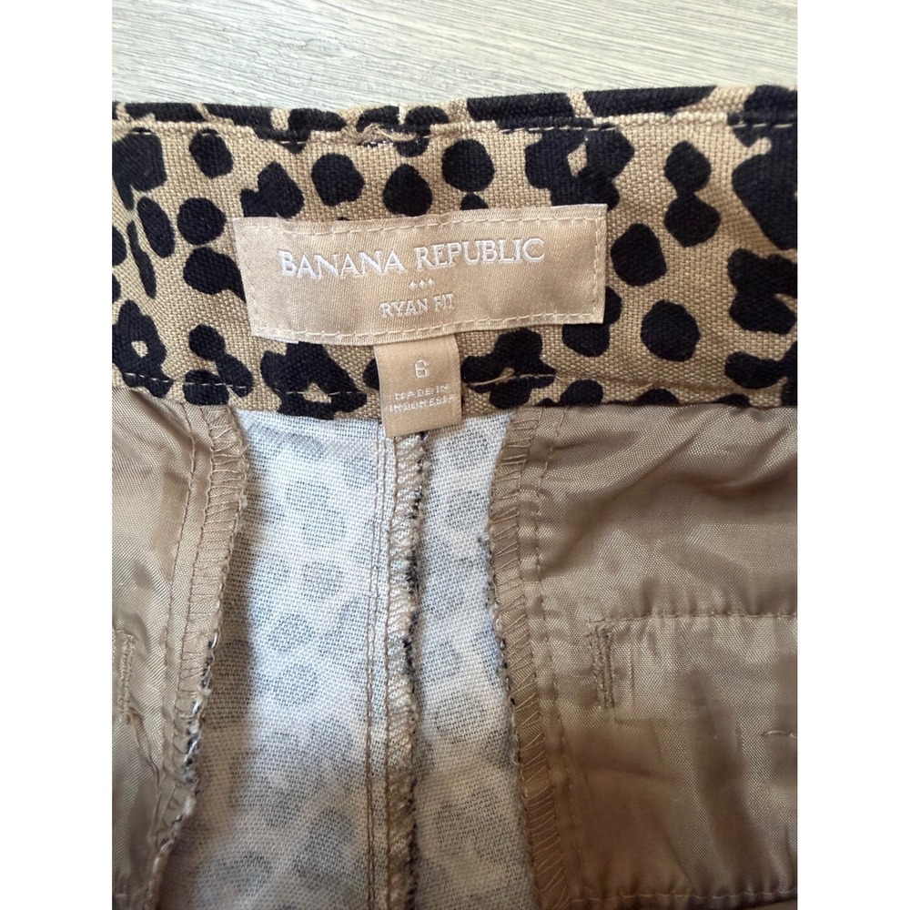 Banana Republic Ryan Fit Leopard Print Shorts Tan Black Animal Cotton Stretch 6 - Picture 3 of 8